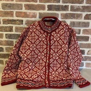 LL Bean vintage Nordic Fair Isle Cardigan